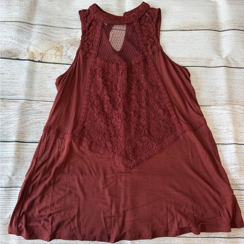 Maurices Burgundy Lace Tank Top